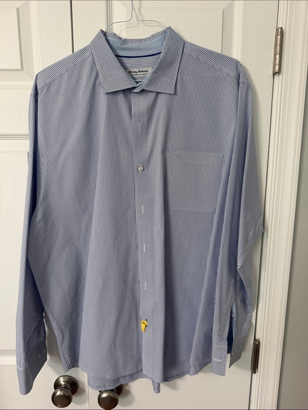 Tommy Bahama Blue and White Pinstripe Men's Dress Shirt